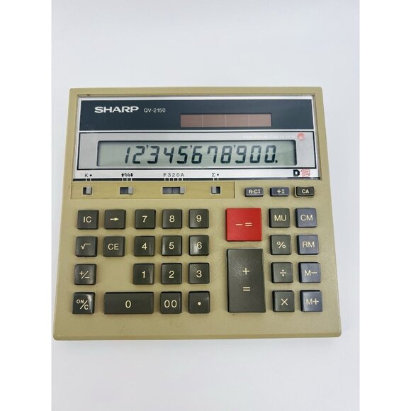 RARE VINTAGE SHARP QV-2150 SOLAR BATTERY DESK CALCULATOR 12 Digit Kickstand VTG - Picture 1 of 10